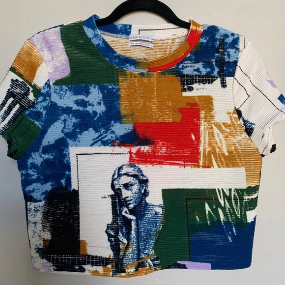 UO When In Rome Printed Ribbed Cropped Top & Short - Picture 2 of 6